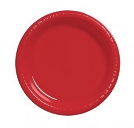 Effen kleur feestartikelen Rood borden (16st)