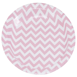 Chevron Divine feestartikelen - Borden roze (8st)