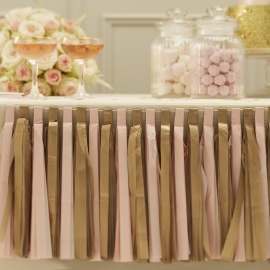 Pastel Perfection feestartikelen - Tassel slinger goud/ roze