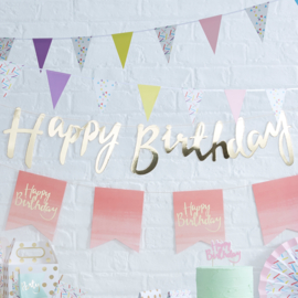 Pick & Mix feestartikelen - Happy Birthday slinger Metallic Goud (1,5m)