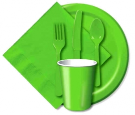 Effen kleur feestartikelen - Lime groen bekers (14st)