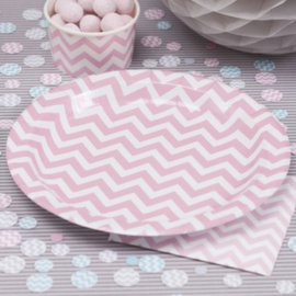 Chevron Divine feestartikelen - Borden roze (8st)