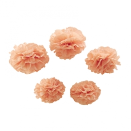 Pastel Perfection feestartikelen - Pompoms roze (5st)