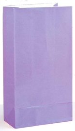 Effen gekleurde partybag lavendel paars (12st)