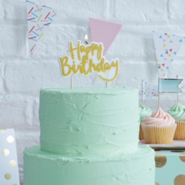 Pick & Mix feestartikelen - Happy Birthday kaars goud