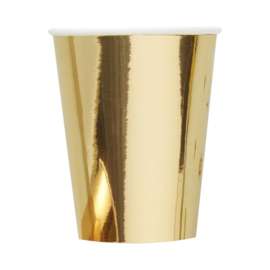 Goud feestartikelen | Metallic goud bekers (8st)