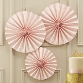 Pastel Perfection feestartikelen - Paper fans zachtroze (3st)