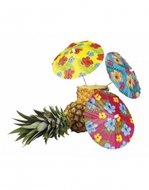 Luau/ Hawaii themafeest ijs parasols prikkers groot (6st)