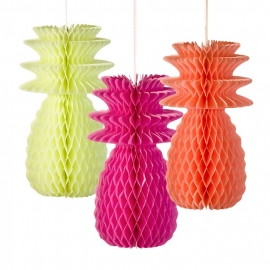 Tropical Fiesta decoratie - Ananas honeycombs (3st)