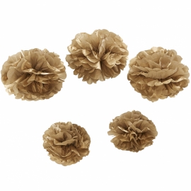 Pom poms 5-delige set metallic goud