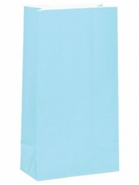 Effen gekleurde partybags zachtblauw (12st)