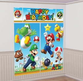 Super Mario feestartikelen grote scene setter/ muurposter