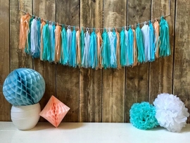 Tassel slinger Blauw - Zalm - Mint