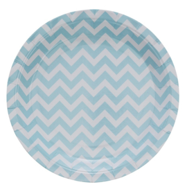 Chevron Divine feestartikelen - Borden blauw (8st)