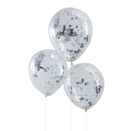 Confetti ballonnen zilver (5st)