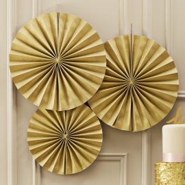 Pastel Perfection feestartikelen - Paper fans goud (3st)