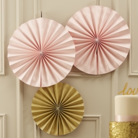 Pastel Perfection feestartikelen - Paper fans goud (3st)