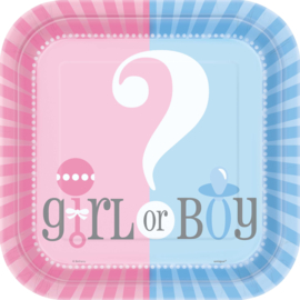 Boy or Girl? Gender Reveal feestartikelen - Grote borden (8st)