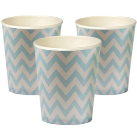 Chevron Divine feestartikelen - Bekers blauw (8st)