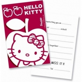 Hello Kitty Apple feestartikelen uitnodigingen (6st)