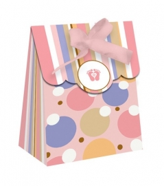 "Tiny Toes Pink" babyshower feestartikelen favor bag (12st)