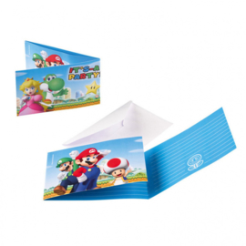 Super Mario Bros feestartikelen - uitnodigingen (8st)