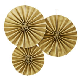 Pastel Perfection feestartikelen - Paper fans goud (3st)