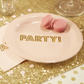 Pastel Perfection feestartikelen - Borden goud/ roze (8st)