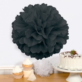 Pompon versiering zwart (groot/ 40,6cm)
