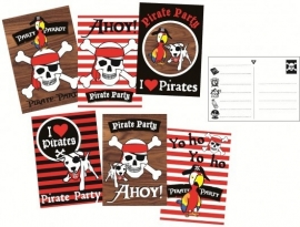 Piraten feestartikelen uitnodigingen (6st)