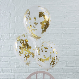 Confetti ballonnen metallic goud (5st)