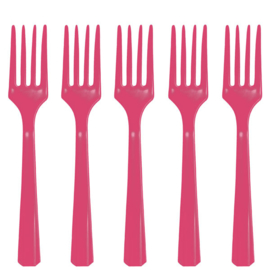 Magenta roze feestartikelen - vorken (20st)