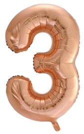 XL Folieballon (92)cm Cijfer 3 | Rose Gold