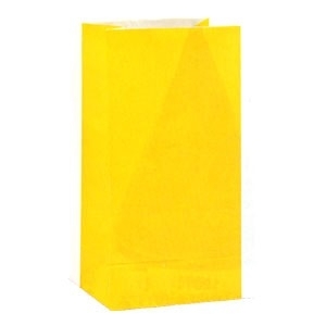 Effen gekleurde partybags geel (12st)