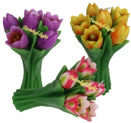 Kaars Boeket Tulpen in 5 kleuren