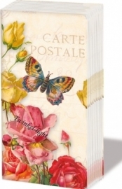 Papieren zakdoekjes Vintage Butterfly and roses nr. 1