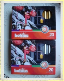 Kerstboomkaarsjes  zilverkleur 20 stuks