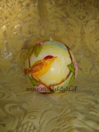 Kaars met Vogel en Bloemen 10cm