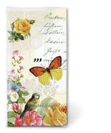 Papieren zakdoekjes Vintage Butterfly and roses nr. 2