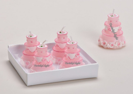 Mini kaarsje Weddingcake in rozewit