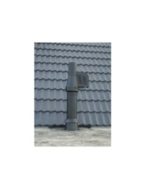 Rookgasventilator met inlaatpijp en kap Ø200mm (ZWART) WN-GCK200-CH-ML-B-K