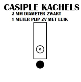 2 MM enkelwandige Ø 150 mm kachelpijp 100 cm met luik zonder verjongen - zwart