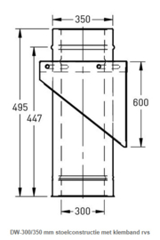 DW-300/350 mm stoelconstructie met klemband rvs