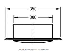 DW-300/350 mm deksel t.b.v. T-stuk rvs