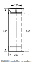 DW-250/300 mm pijp 33 cm met klemband rvs