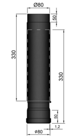 Paspijp / Telescopische pelletpijp 80 mm  410-610mm