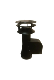 Rookgasventilator met inlaatpijp en kap Ø150mm (ZWART) WN-GCK150-CH-ML-B-K