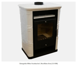 Betegelde Witte Houtkachel | Nordflam Arta (5-8 KW)