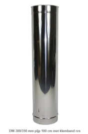 DW-300/350 mm pijp 100 cm met klemband rvs