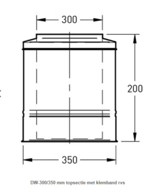 DW-300/350 mm topsectie met klemband rvs